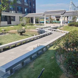 济南 芝麻灰小区坐凳&栏杆安装效果