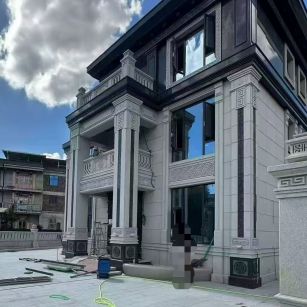 济南 别墅干挂，芝麻白与芝麻黑完美配合