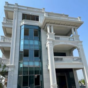 济南 芝麻白花岗岩别墅外墙干挂效果展示