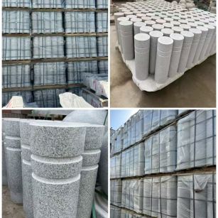 济南 芝麻白花岗岩挡车柱、隔离柱多少钱