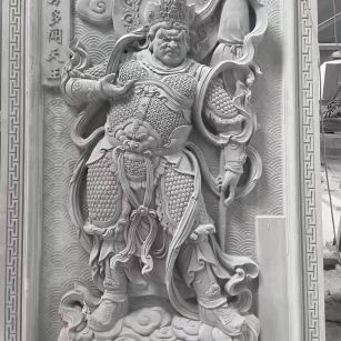 济南 芝麻灰花岗岩人物雕刻——多闻天王