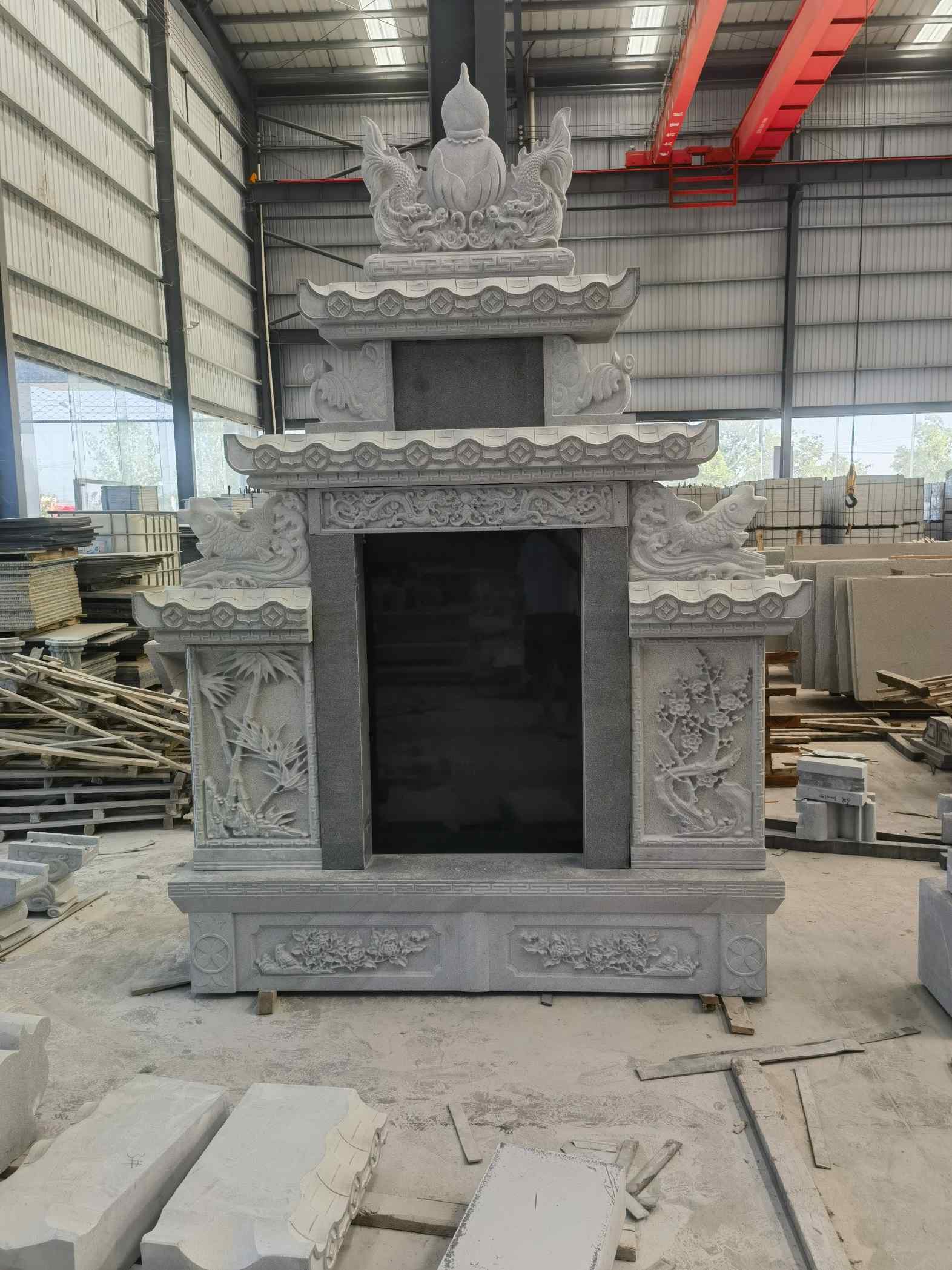 济南 芝麻灰高档墓碑、土墓，一套也支持定做