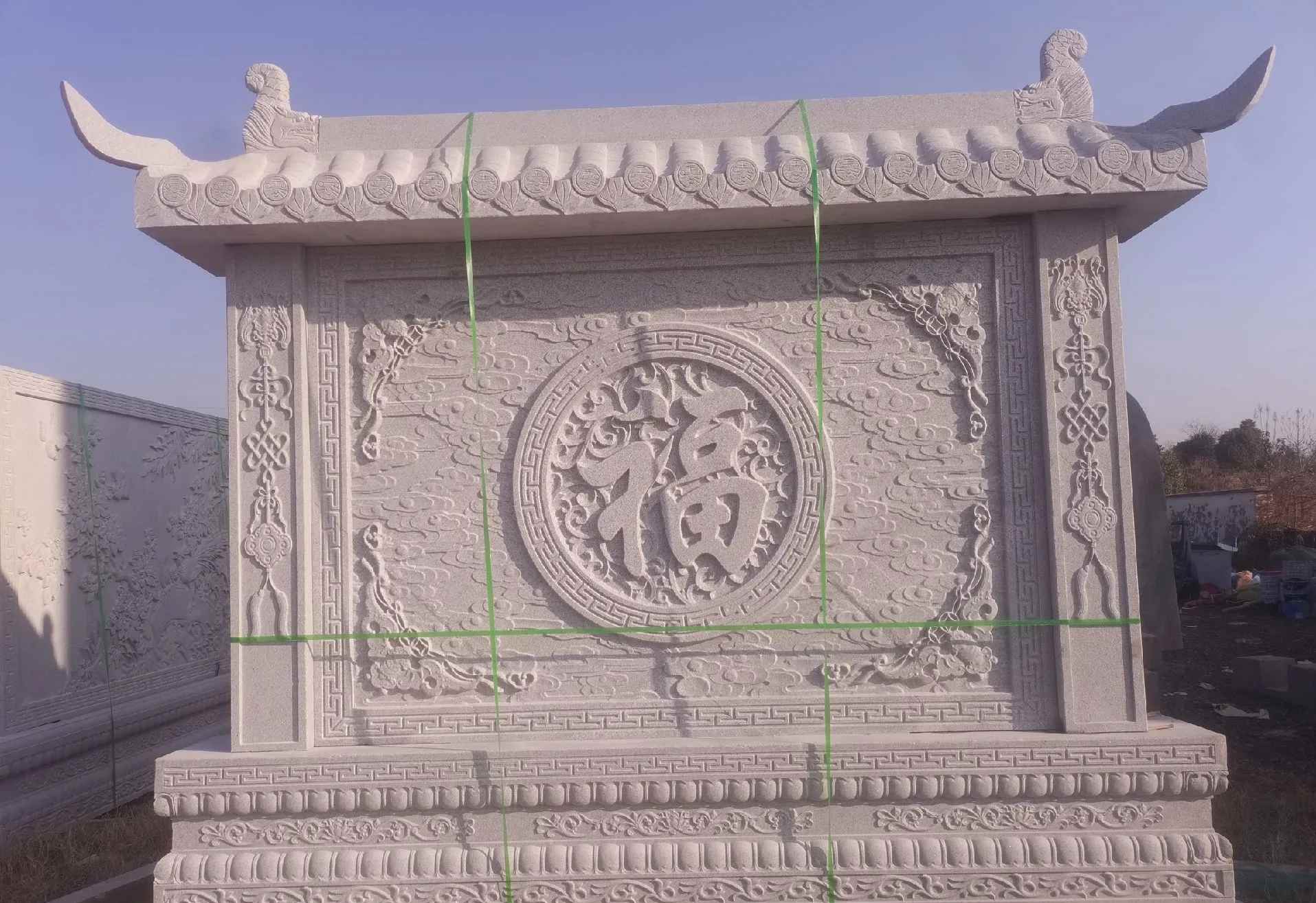 济南 芝麻白花岗岩屏风，照壁，影壁